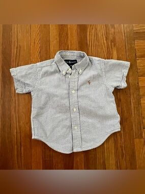 Ralph Lauren Blue & White Striped Button-Down Shirt